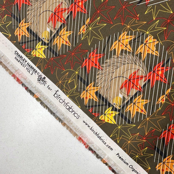Squirrel In a Squall Poplin CH-415 Charley Harper Organic Cotton Poplin Fabric