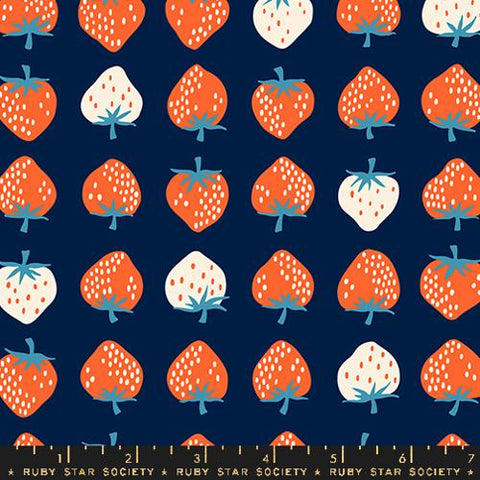 Strawberry -Navy Cotton Fabric by Ruby Star Society, RS3084 23