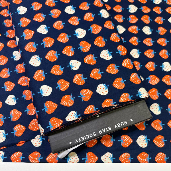 Strawberry - Navy Cotton Fabric by Ruby Star Society, RS3084 23