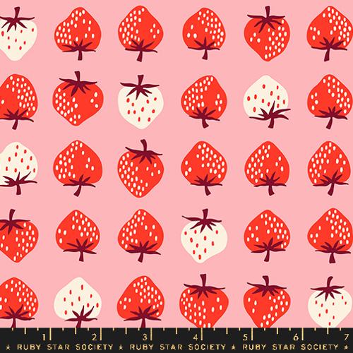 Strawberry cotton fabric in Balmy by Kimberly Knight for Ruby Star Society