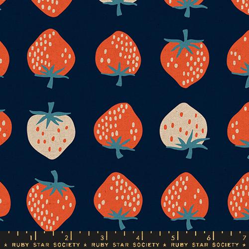 Strawberry Canvas - Navy by Ruby Star Society, RS3087 18L Cotton Linen Blend Fabric