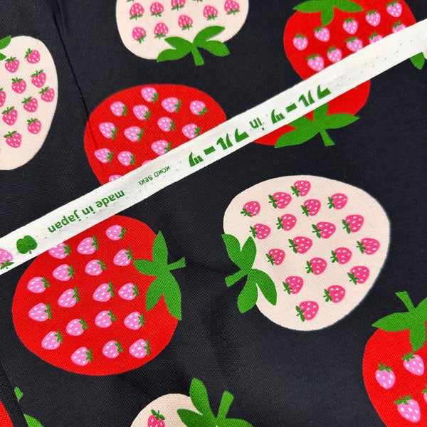 Strawberry Cotton Oxford Fabric by Koko Seki, Black