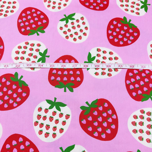 Strawberry Cotton Oxford Fabric by Koko Seki, Pink