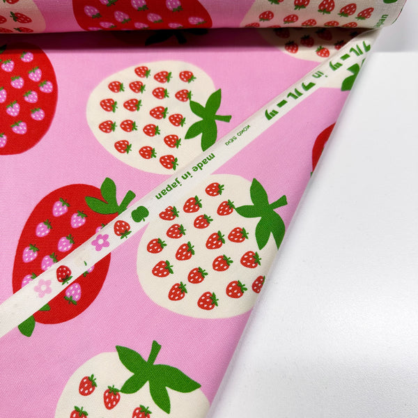 Strawberry Cotton Oxford Fabric by Koko Seki, Pink