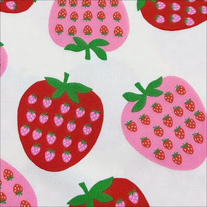 Strawberry Cotton Oxford Fabric by Koko Seki, White