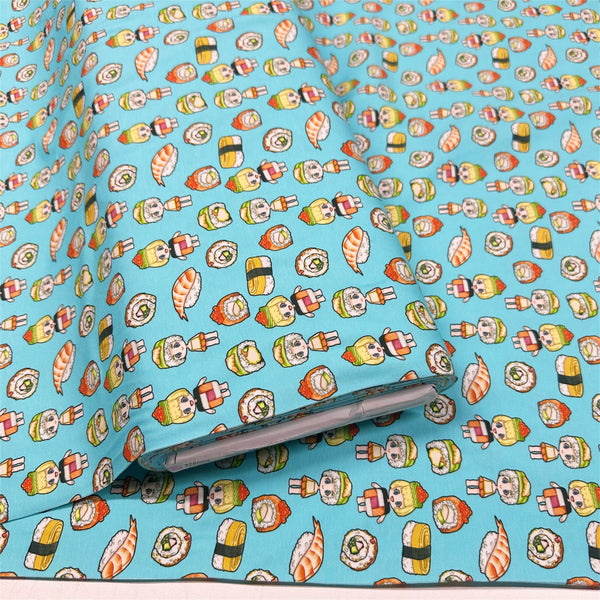 Sushi Friends Cotton Jersey Knit 4 Way Stretch Fabric Imported from the Netherlands