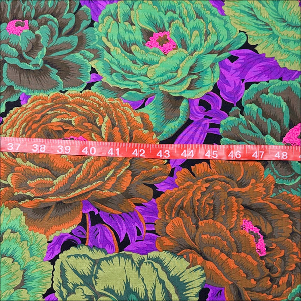 Tibetan Peony - Dark by Philip Jacobs for Kaffe Fassett Cotton Fabric, Free Spirit Fabrics PWPJ136.DARK