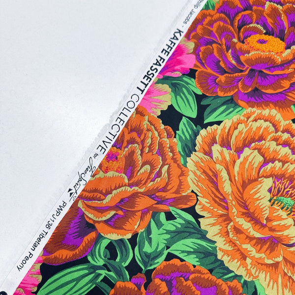 Tibetan Peony - Red by Philip Jacobs for Kaffe Fassett Cotton Fabric, Free Spirit Fabrics PWPJ136.RED