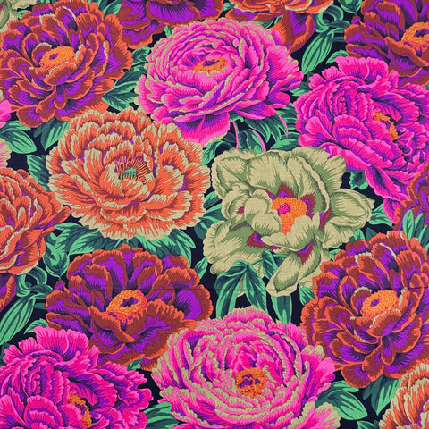 Tibetan Peony - Red by Philip Jacobs for Kaffe Fassett Cotton Fabric, Free Spirit Fabrics PWPJ136.RED