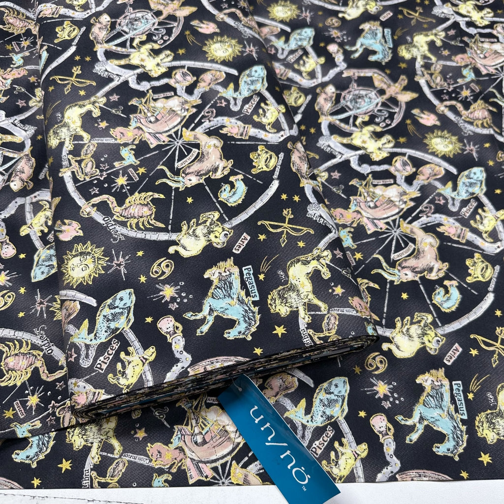 Twilight Moon Constellation Zodiac Cotton Fabric in Black, Un/No for C ...