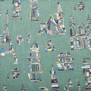Wooden Building Blocks Cotton Lawn Fabric by Hokkoh, Green, Imported from Japan