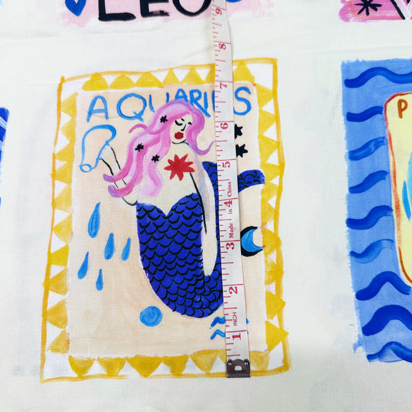 Zodiac Horoscope Sign Cards Cotton Fabric-White, Maison de Fabric, Imported from Japan