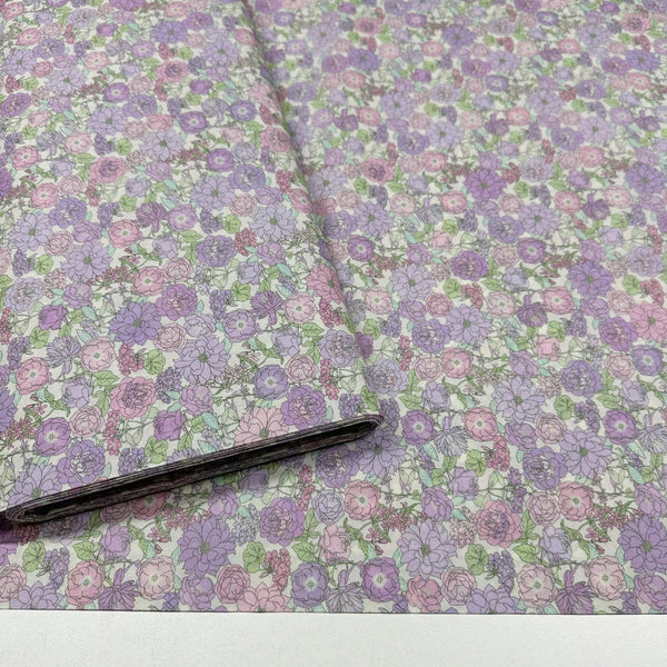 London Calling SRKD-19227-414  Heather Retro Floral Cotton Lawn Fabric Robert Kaufman