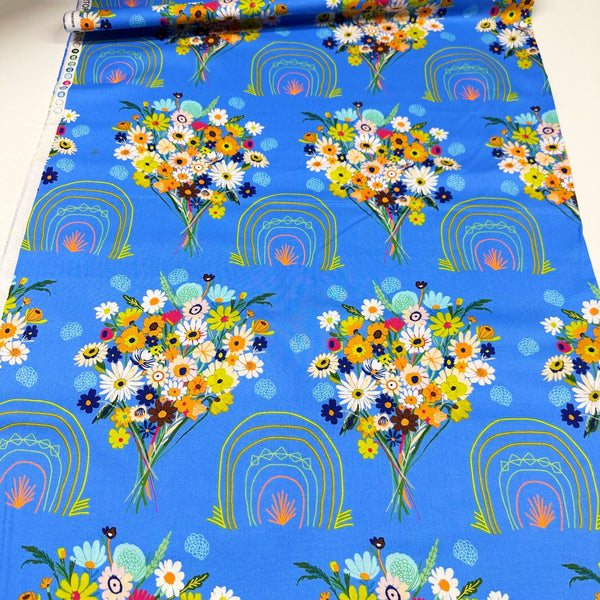 Harmony Somewhere Bluebird Cotton Fabric, Carolyn Gavin for Conservatory Craft, Free Spirit