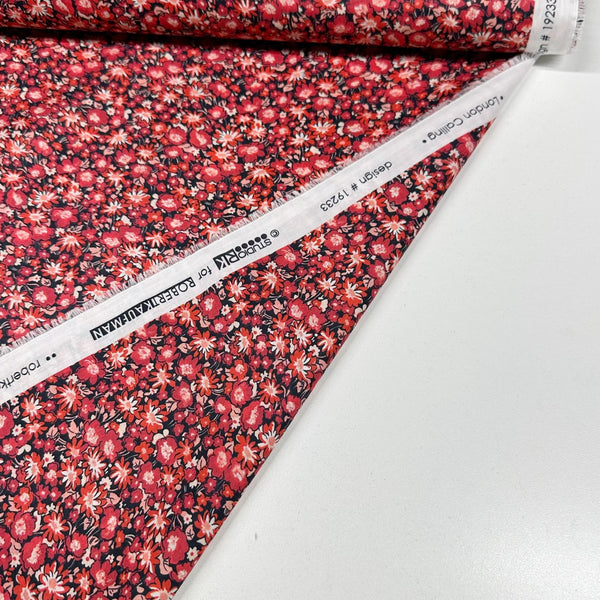 London Calling SRKD-19233-91 CRIMSON Floral Cotton Lawn Fabric Robert Kaufman