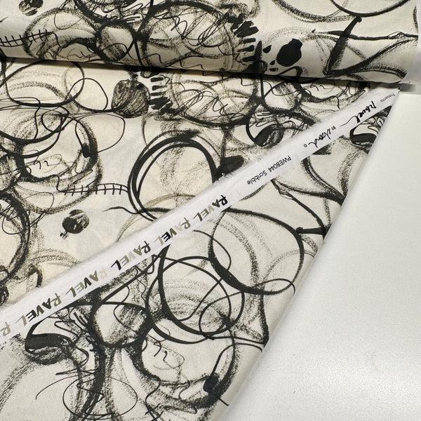 Scribble - Charcoal || Ravel by E Bond Cotton Fabric PWEB044.CHARCOAL Free Spirit Fabrics