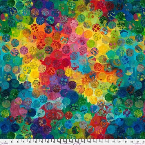 Bright Circles - Multi Paper Trees by Sue Penn Cotton Fabric, Free Spirit Fabric