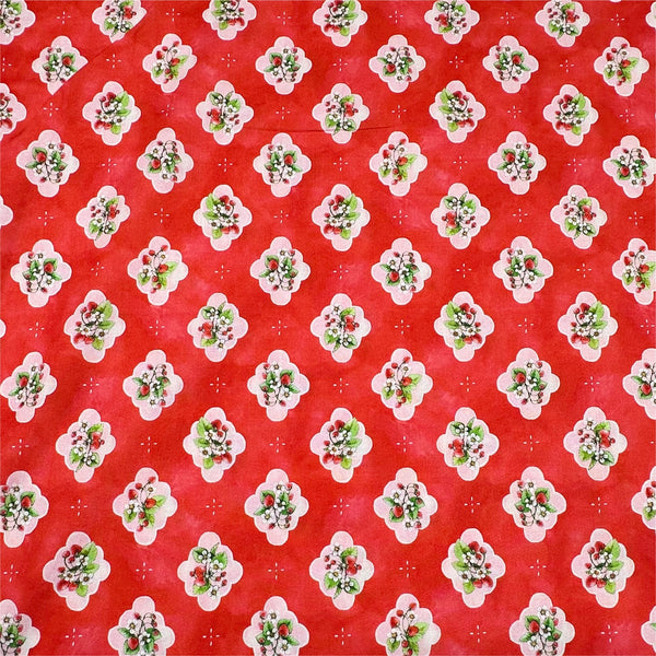 Strawberry Season Briar Hill Designs from Wishwell Cotton Fabric, Robert Kaufman ABYD-22312-98 STRAWBERRY