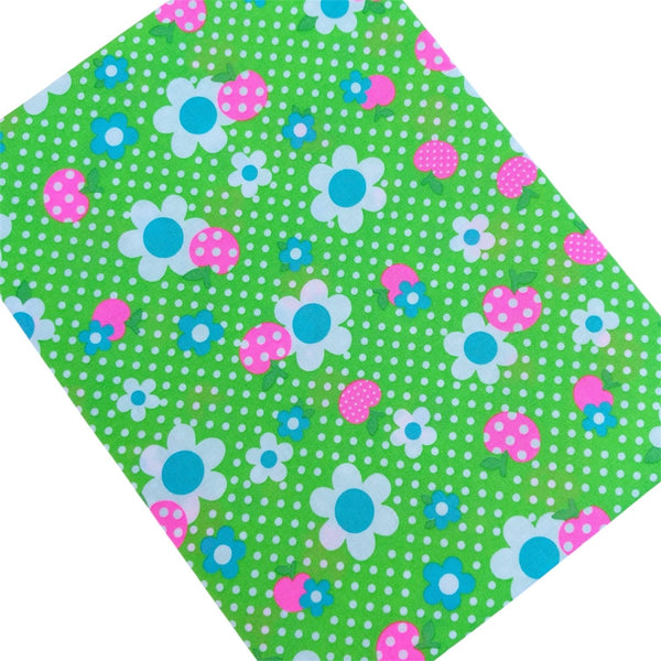 Apple Flower Remix cotton fabric by Antique Fabric Pinks in green and neon pink