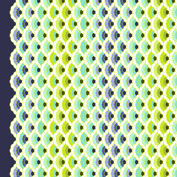 Aquatic Lace in Marine from the Floral Reef collection by Tula Pink – geometric scallop design
