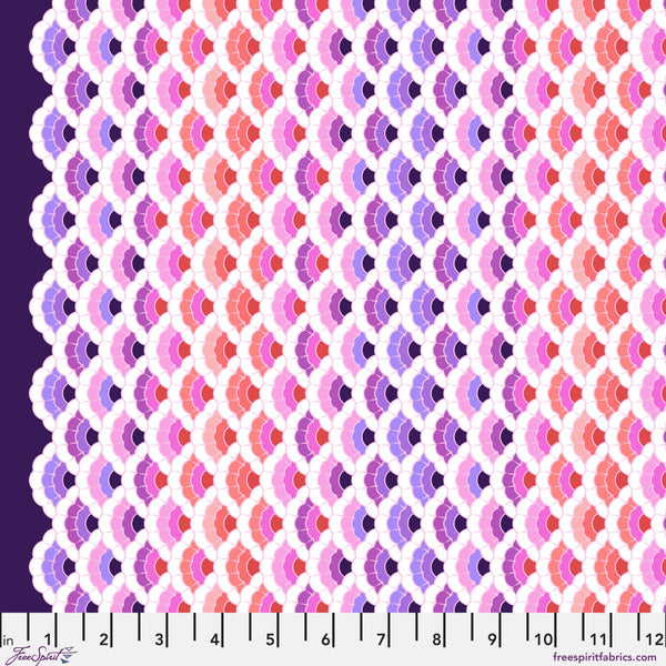 Scale of Aquatic Lace in Ultraviolet from the Floral Reef collection by Tula Pink – geometric scallop design