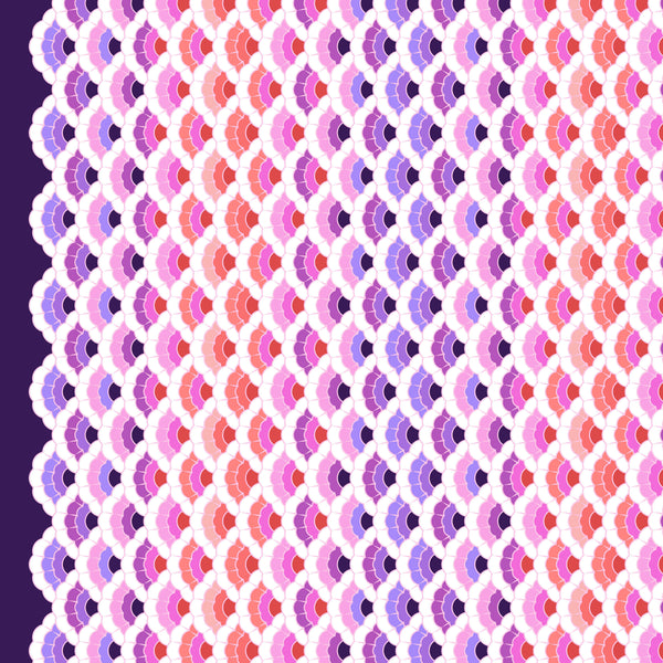 Aquatic Lace in Ultraviolet from the Floral Reef collection by Tula Pink – geometric scallop design