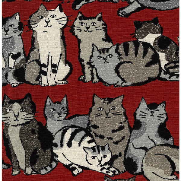 Art Cats cotton linen blend canvas fabric by Kokka, Japanese import featuring artistic cat illustrations