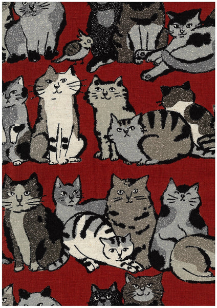 Art Cats cotton linen blend canvas fabric by Kokka, Japanese import featuring artistic cat illustrations