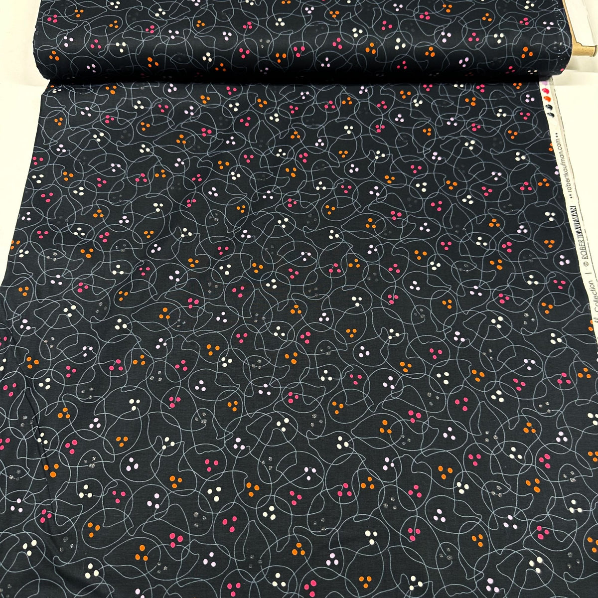 Wishwell Boodacious Black Ghost Outlines Robert Kaufman Cotton Fabric ...