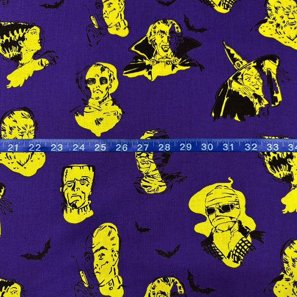 Alexander Henry Scary Influencers Purple Cotton Fabric Halloween Haunted Spooky