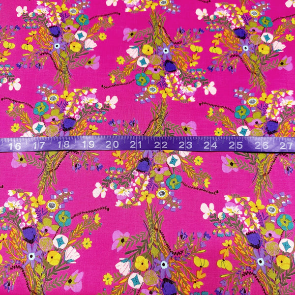 Harmony Bundles of Joy Magenta Cotton Fabric, Carolyn Gavin for Conservatory Craft, Free Spirit