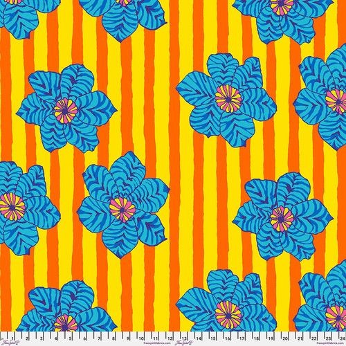 Zebra Lily Orange Brandon Mably for Kaffe Fassett Cotton Fabric, Free Spirit Fabric