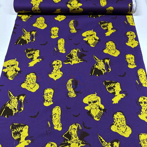 Alexander Henry Scary Influencers Purple Cotton Fabric Halloween Haunted Spooky