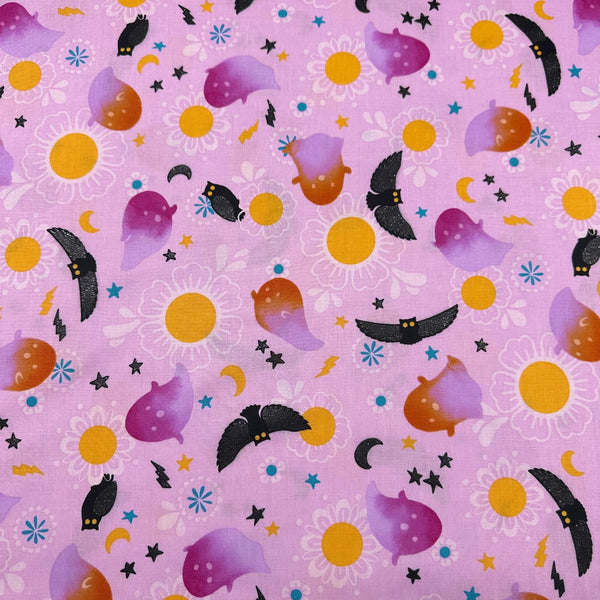 Wishwell Boodacious Ghost Owls Cotton Fabric Robert Kaufman WELM-20891-287 SWEET Halloween