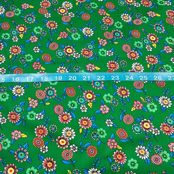 London Calling SRKN-21237-7 Green Floral Cotton Lawn Fabric Robert Kaufman