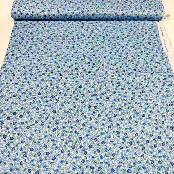 London Calling SRKN-21245-4 Blue Floral Cotton Lawn Fabric Robert Kaufman