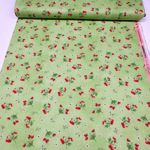 Strawberry Season Briar Hill Designs from Wishwell Cotton Fabric, Robert Kaufman ABYD-22315-55 SWEET PEA