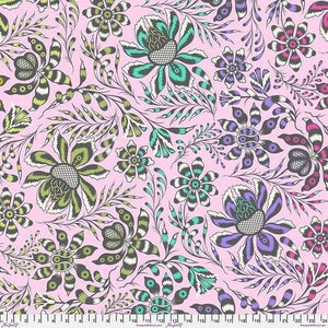 Tula Pink Super Wild Vine - Blush ROAR 108" Wide Sateen Cotton Fabric, Free Spirit, Dinosaurs QBTP016.BLUSH, Quilt Backing Fabric