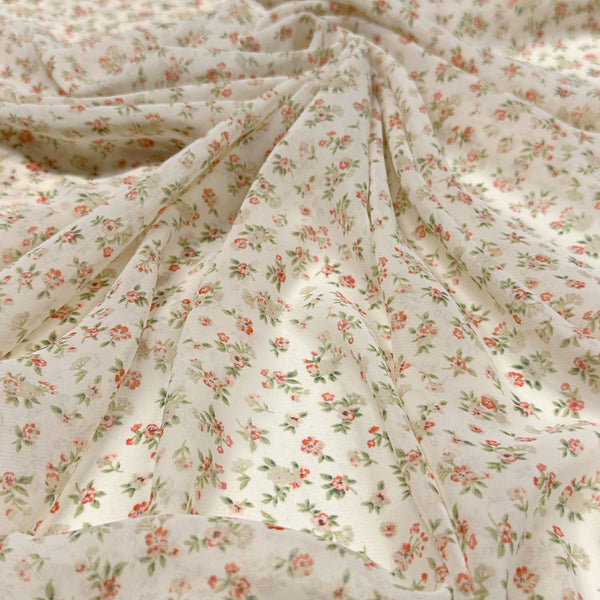 Sunset Studio Collection High Multi Sheer Floral Polyester Chiffon Fabric Ivory, Robert Kaufman