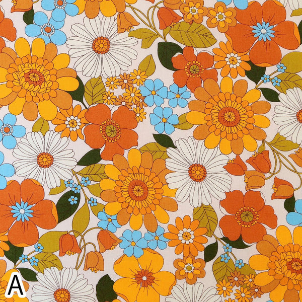 Stock photo of Bloom Garland Retro Floral Cotton Fabric by Koko Seki, in natural, imported from Japan