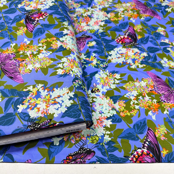 Neighborly Periwinkle Our Fair Home Cotton Fabric, Anna Maria for Free Spirit Fabrics PWAH209.PERIWINKLE