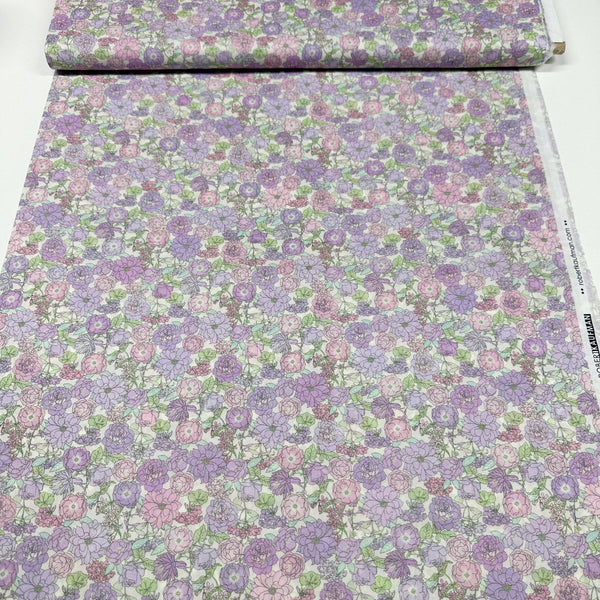 London Calling SRKD-19227-414  Heather Retro Floral Cotton Lawn Fabric Robert Kaufman