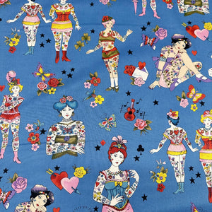 Pretty in Ink Cotton Fabric by Alexander Henry, Chambray