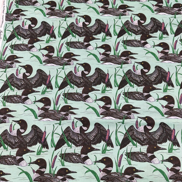 Loons in Oasis Birds of a Feather by Rachel Hauer Cotton Fabric, Free Spirit Fabrics PWRH051.OASIS