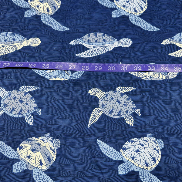 Alexander Henry Turtle Bay Indigo Cotton Fabric, Ocean Sea Life Fabric