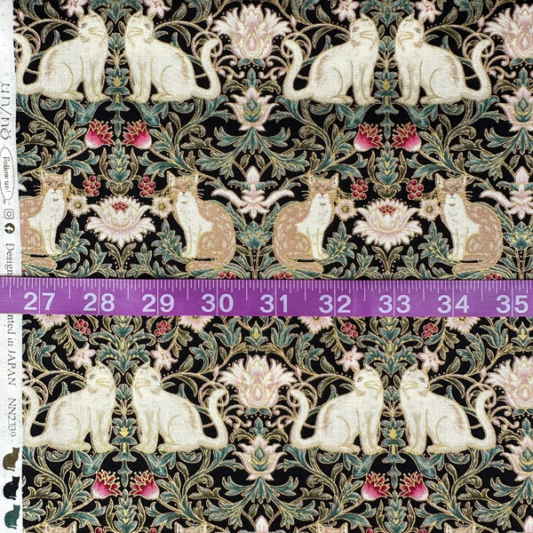 Scale of Cats Garden cotton fabric by Quilt Gate in black