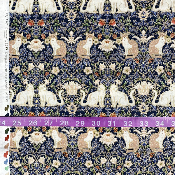 Scale of Cats Garden cotton fabric by Quilt Gate in navy