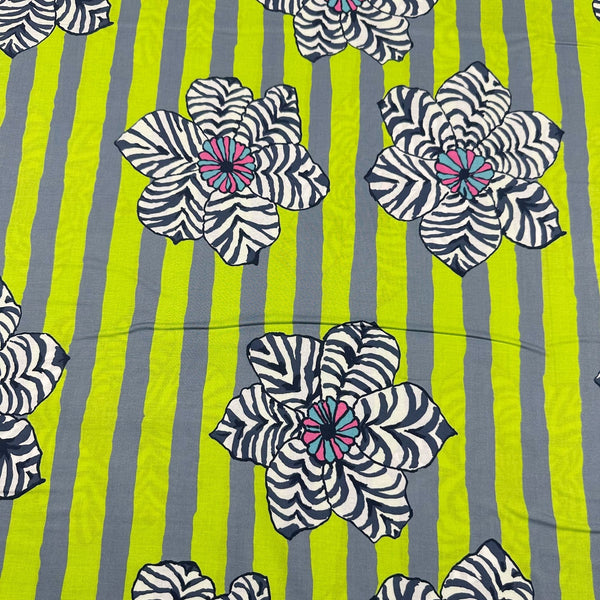 Zebra Lily Green Brandon Mably for Kaffe Fassett Cotton Fabric, Free Spirit Fabric