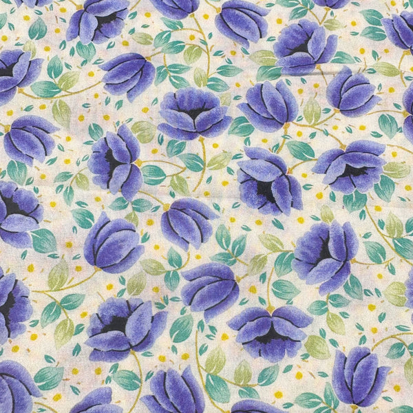 London Calling SRKD-20256-247 CORNFLOWER Floral Cotton Lawn Fabric Robert Kaufman