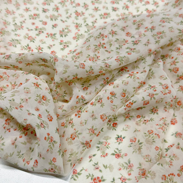 Sunset Studio Collection High Multi Sheer Floral Polyester Chiffon Fabric Ivory, Robert Kaufman